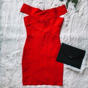 Jella C. Red Bandage Dress | Size Medium
